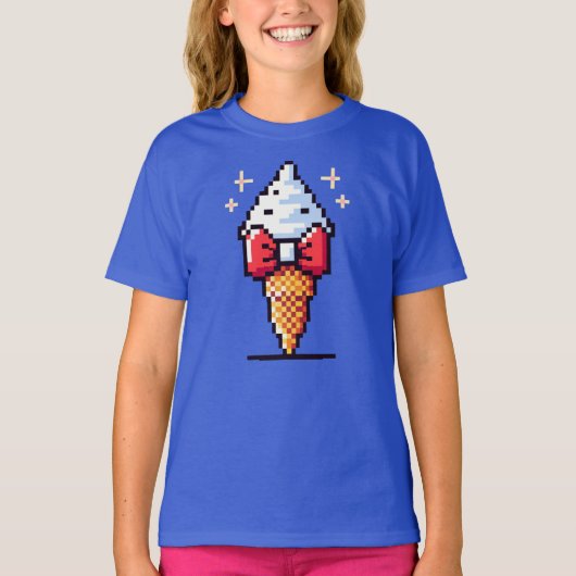 8 Bit Eiscreme Elegance: Dapper Dessert Design T-Shirt (Vorderseite)