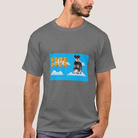 8-Bit Game Over Miniature Schnauzer 2 T-Shirt (Vorderseite)