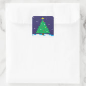 8-Bit Gaming Holiday Tree Quadratischer Aufkleber (Tasche)