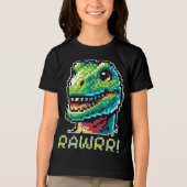 8-Bit Gaming Pixel Dinosaur Art Paleontology Tri-Blend Shirt (Vorderseite)