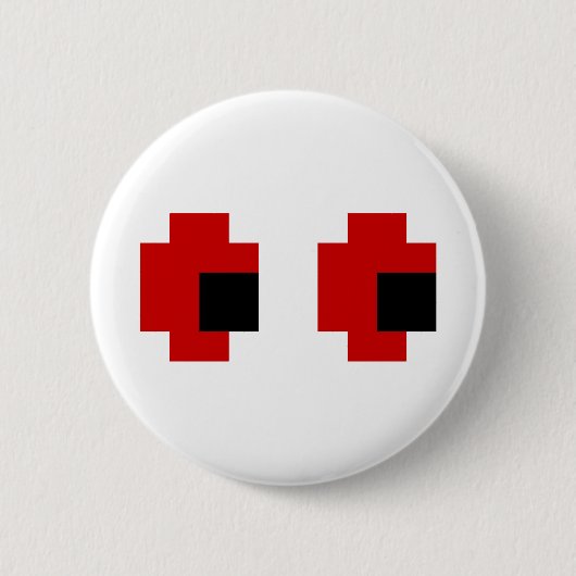 8 Bit Gruselige Rote Augen Button (Vorderseite)
