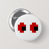 8 Bit Gruselige Rote Augen Button (Vorne & Hinten)