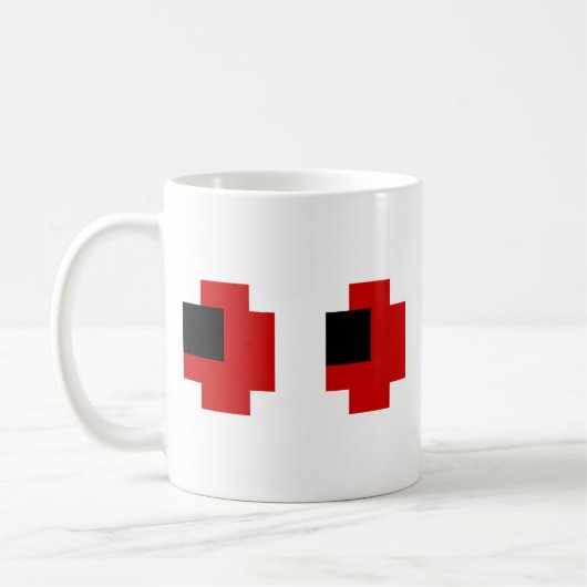 8 Bit Gruselige Rote Augen Kaffeetasse (Links)