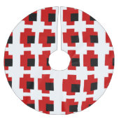 8 Bit Gruselige Rote Augen Polyester Weihnachtsbaumdecke (Vorderseite)