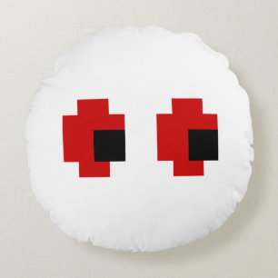 8 Bit Gruselige Rote Augen Rundes Kissen