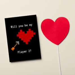 8 Bit Heart and Arrow Player Two Valentine Karte