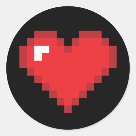8 Bit Herz Runder Aufkleber (Vorderseite)