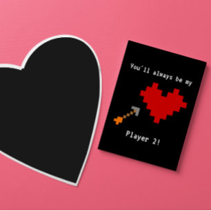 8-Bit-Herz und Pfeil-Spieler Zwei Liebe Karte