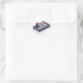 8 Bit Joystick Retro Gaming Runder Aufkleber (Tasche)