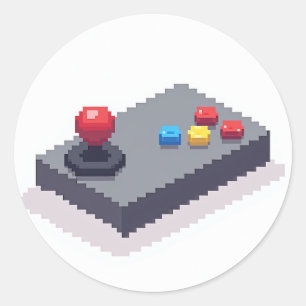 8 Bit Joystick Retro Gaming Runder Aufkleber