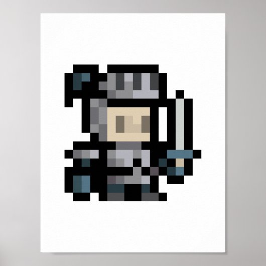 8-Bit Knight 16x16 Sprite Pixel Art Poster (Vorne)