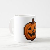 8-Bit Kürbisgesicht Kaffeetasse (Vorderseite Links)