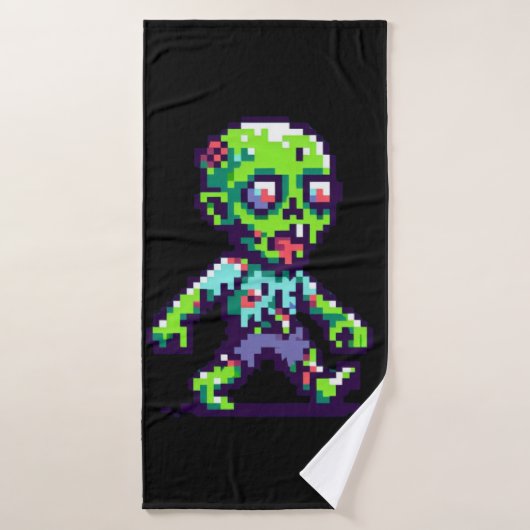 8-Bit lustiger Zombie Halloween Badehandtuch (Badehandtuch)
