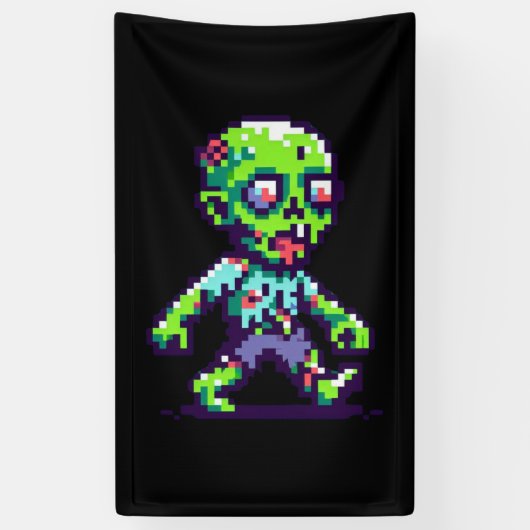 8-Bit lustiger Zombie Halloween Banner (Vertikal)