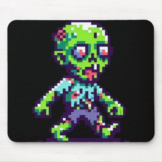 8-Bit-lustiger Zombie Halloween Mousepad (Vorne)