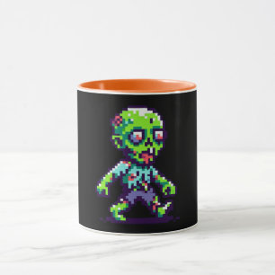 8-Bit lustiger Zombie Halloween  Tasse