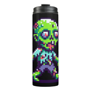 8-Bit lustiger Zombie Halloween  Thermosbecher