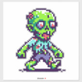 8-Bit lustiges Zombie Halloween Aufkleber (Blatt)