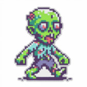 8-Bit lustiges Zombie Halloween Aufkleber (Vorderseite)