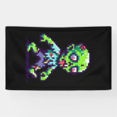 8-Bit lustiges Zombie Halloween Banner (Horizontal)