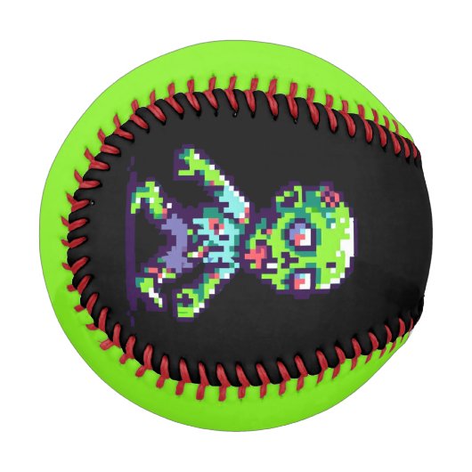 8-Bit lustiges Zombie Halloween Baseball (Vorderseite Links)