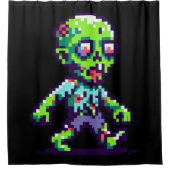 8-Bit lustiges Zombie Halloween Duschvorhang (Vorderseite)