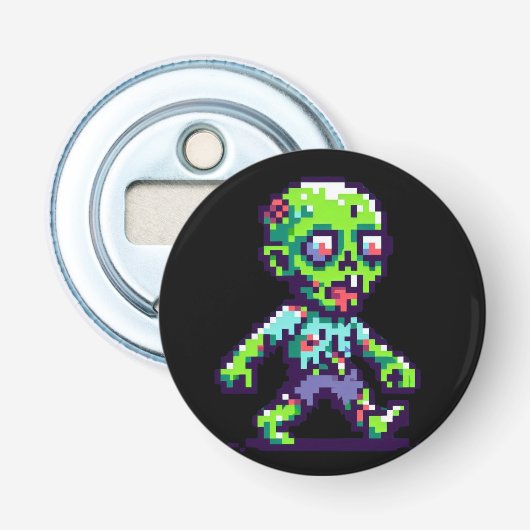 8-Bit lustiges Zombie Halloween Flaschenöffner (Vorderseite)
