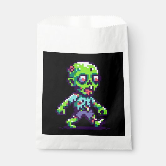 8-Bit lustiges Zombie Halloween Geschenktütchen (Vorderseite)