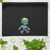 8-Bit lustiges Zombie Halloween Geschirrtuch (Gefaltet)