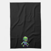 8-Bit lustiges Zombie Halloween Geschirrtuch (Vertikal)