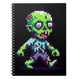 8-Bit lustiges Zombie Halloween Notizblock