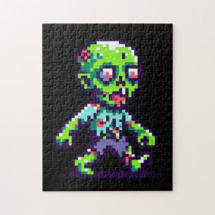 8-Bit lustiges Zombie Halloween Puzzle
