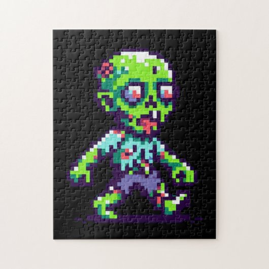 8-Bit lustiges Zombie Halloween Puzzle (Vertikal)