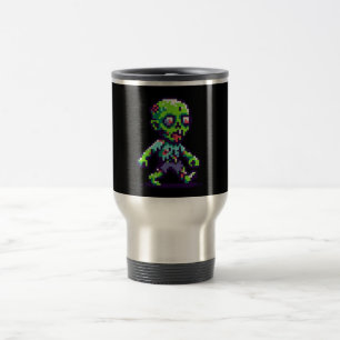 8-Bit lustiges Zombie Halloween Reisebecher