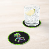 8-Bit lustiges Zombie Halloween Runder Pappuntersetzer (Vor Ort)