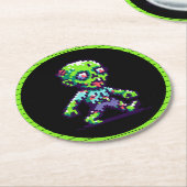 8-Bit lustiges Zombie Halloween Runder Pappuntersetzer (Angewinkelt)