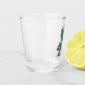 8-Bit lustiges Zombie Halloween Schnapsglas (Links)