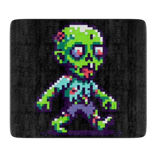 8-Bit lustiges Zombie Halloween Schneidebrett (Vorderseite)