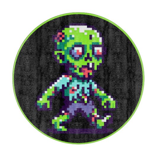 8-Bit lustiges Zombie Halloween Schneidebrett (Vorderseite)
