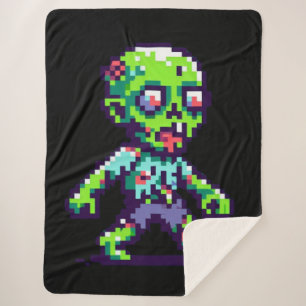 8-Bit lustiges Zombie Halloween Sherpadecke
