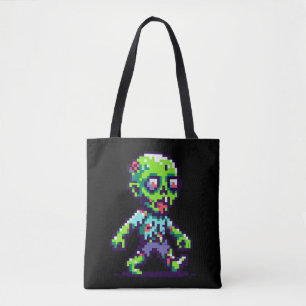 8-Bit lustiges Zombie Halloween Tasche