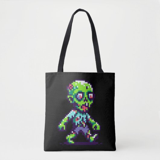 8-Bit lustiges Zombie Halloween Tasche (Vorderseite)