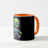 8-Bit lustiges Zombie Halloween Tasse (VorderseiteRechts)