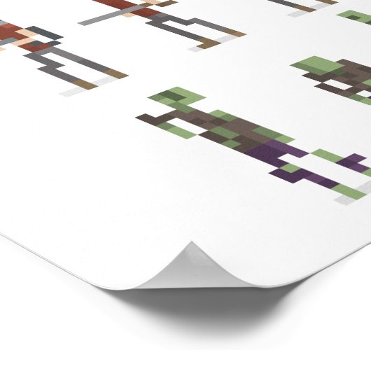 8-Bit Mini Zombie Apokalypse Pixel Art Poster (Ecke)