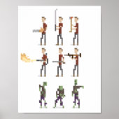 8-Bit Mini Zombie Apokalypse Pixel Art Poster (Vorne)