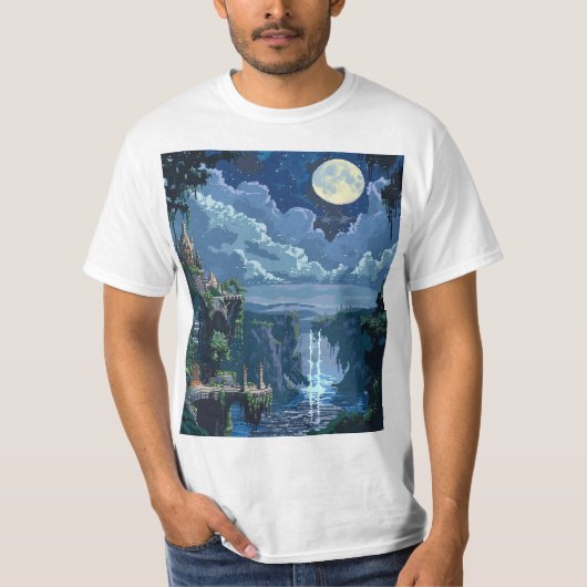 8 Bit Moonlit Castle T-Shirt (Vorderseite)
