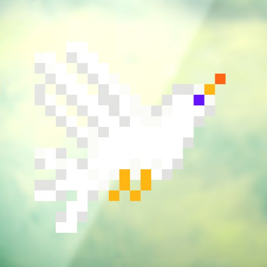 8-Bit Niedlich Pixel Art White Dove Flying Fun Gee Fensteraufkleber (Blatt 3)