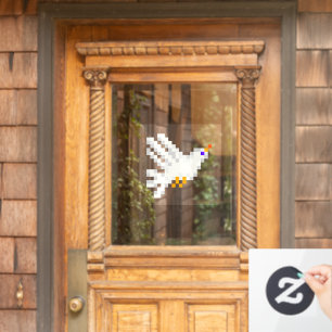 8-Bit Niedlich Pixel Art White Dove Flying Fun Gee Fensteraufkleber