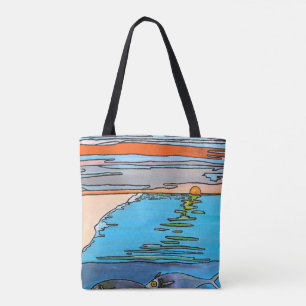 8-Bit-Ozean-Sonnenaufgang-Gemälde von Alfred Fox Tasche