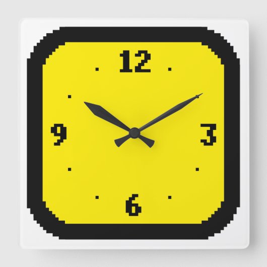8-Bit-Pixel-Arcade (beliebige Farbe)-Wall-Uhr Quadratische Wanduhr (Vorderseite)